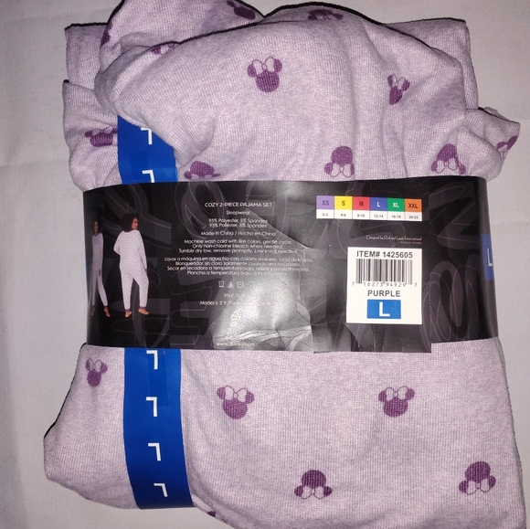 Disney Minnie Mouse Lavender Pajama Set - Picture 3 of 4